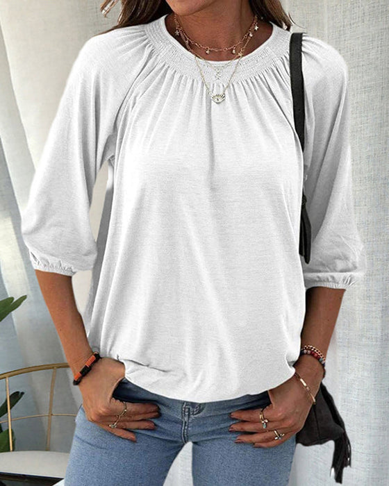 T-shirt med rund hals 3/4-ärm