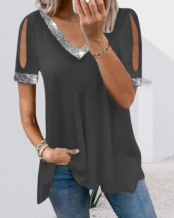 Solid t-shirt med paljetter