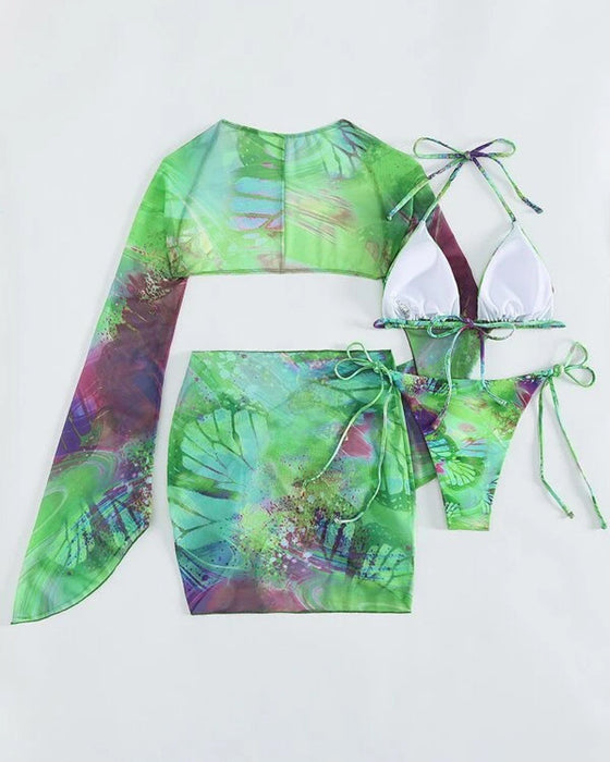 Tredelad multifärgad bikiniset