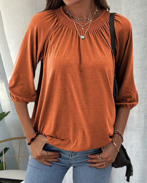 T-shirt med rund hals 3/4-ärm