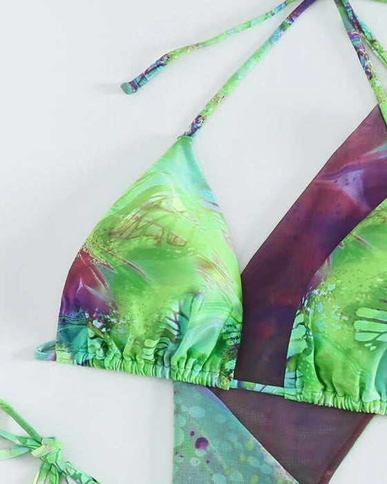 Tredelad multifärgad bikiniset