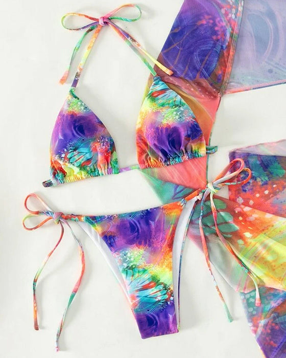 Tredelad multifärgad bikiniset