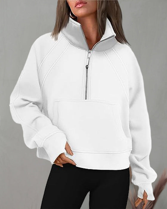 Tröja med turtleneck dragkedja med kort ärm