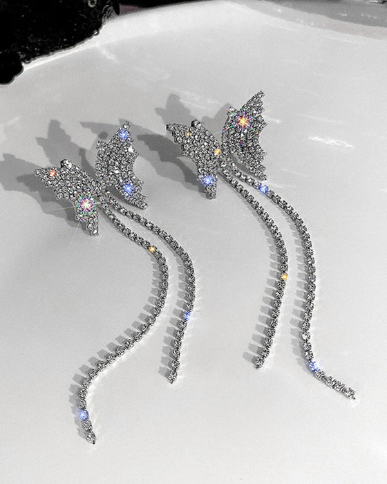 Rhinestone Butterfly Tofs Chain Halsband Örhängen