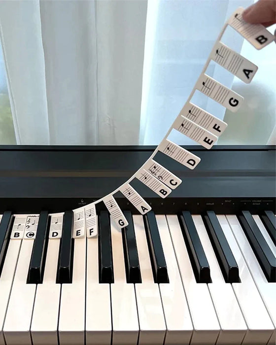 Avtagbara pianoklaviaturnotetiketter