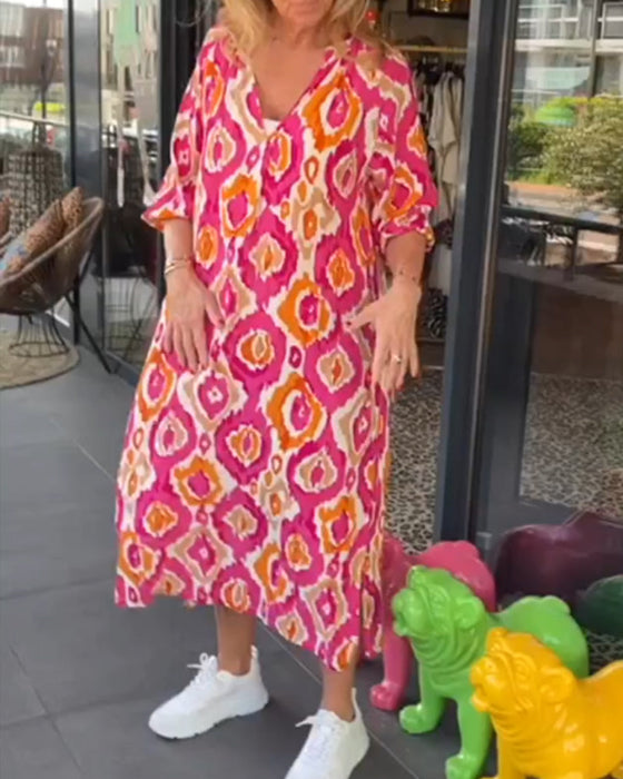 Modetryck Klänning med halvärmar