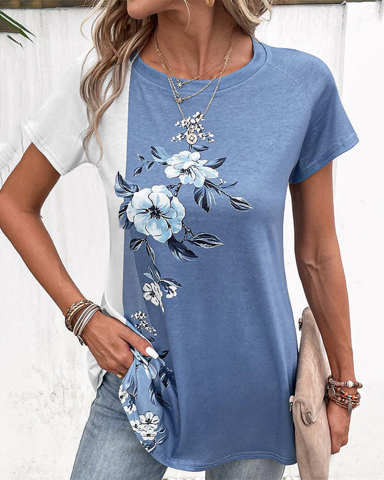 Patchwork t-shirt med blommönster