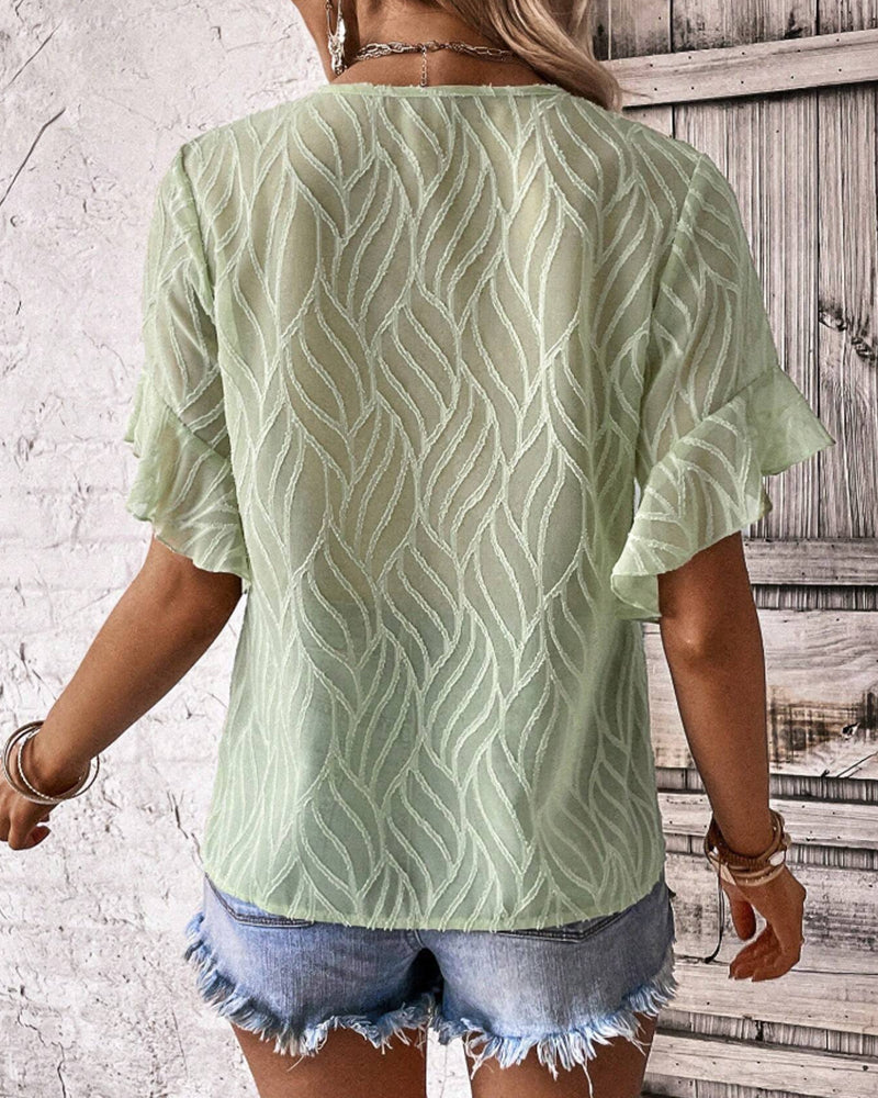 Enfärgad T-shirt med rund hals