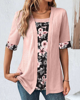 Blommönster elegant panelblus