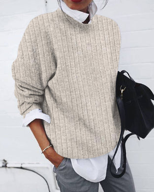 Enfärgade avslappnade långärmade topp