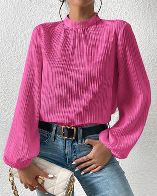 Puffärm elegant enfärgad blus