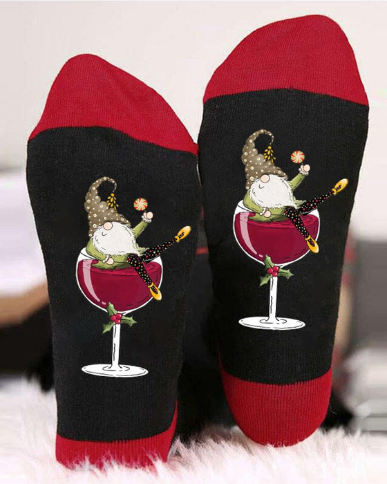 🧦Julgnom Vinglas Unisex Crew-strumpor🧦