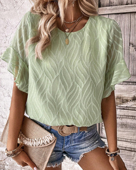 Enfärgad T-shirt med rund hals