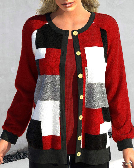 Panelad cardigan med färgblock