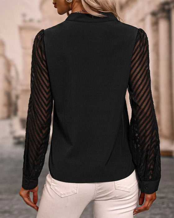 Långärmad blus i enfärgad färg