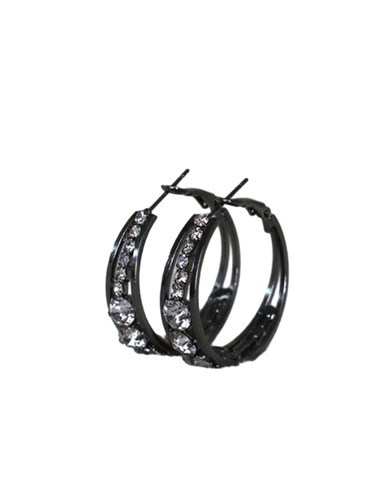 Hoop-örhängen med infattade rhinestones