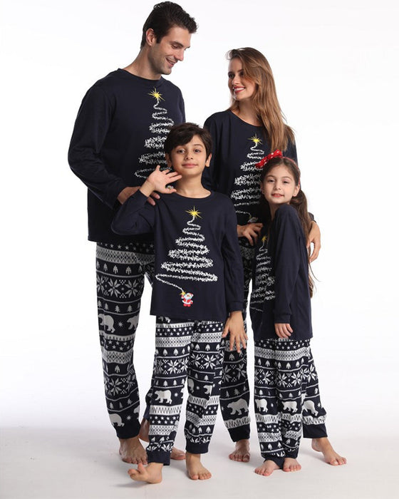 Jul familj pyjamas med julgran Tryck