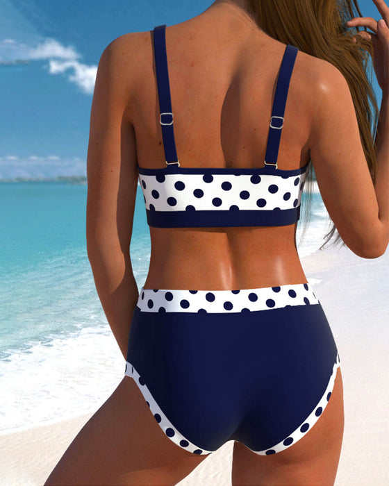 Hög midja Patchwork prickiga bikinis