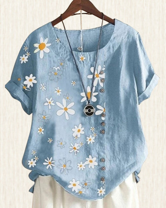 Lös kortärmad skjorta i bomull