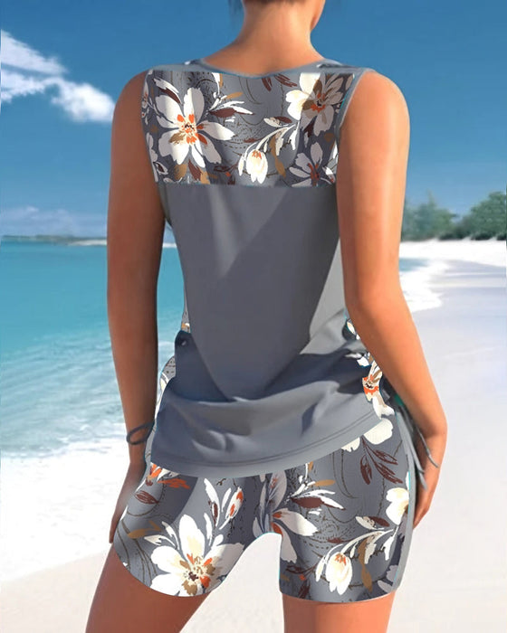 Tankini med blommönster