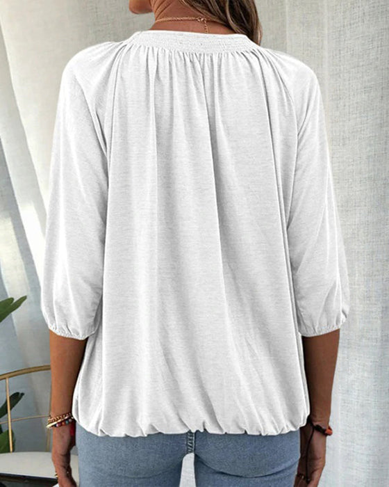 T-shirt med rund hals 3/4-ärm