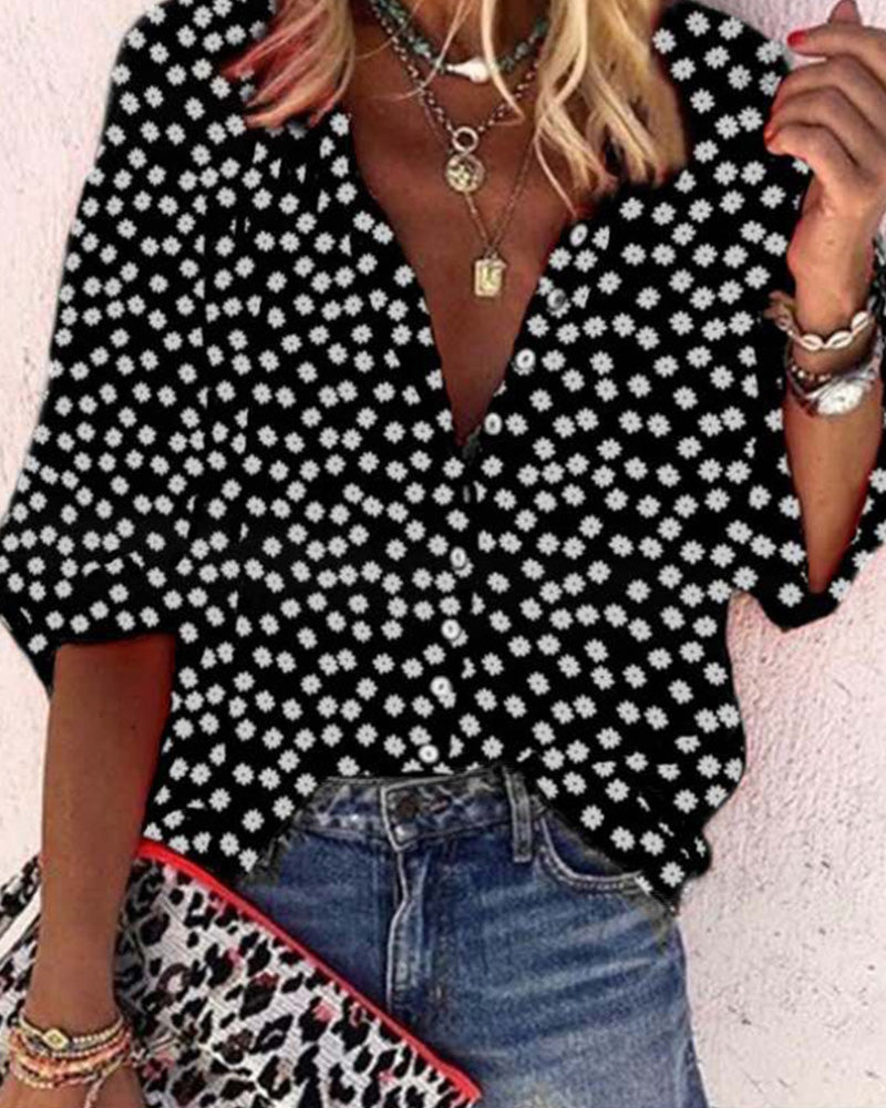 Casual skjorta med blommönster