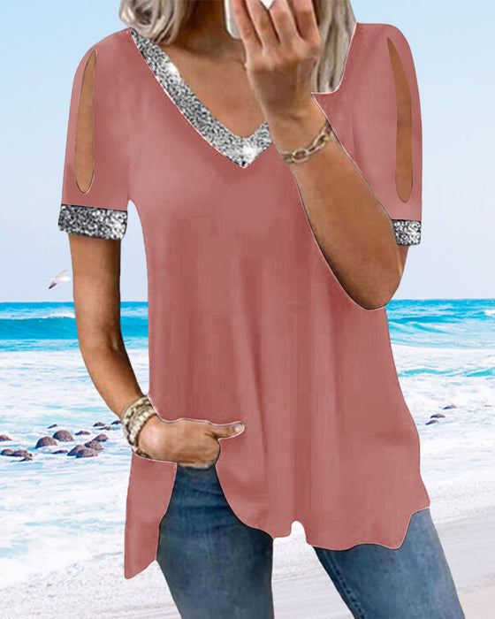Solid t-shirt med paljetter
