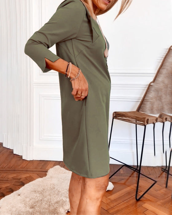 Elegant Shift-klänning med långa ärmar