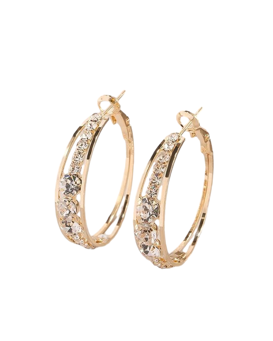 Hoop-örhängen med infattade rhinestones