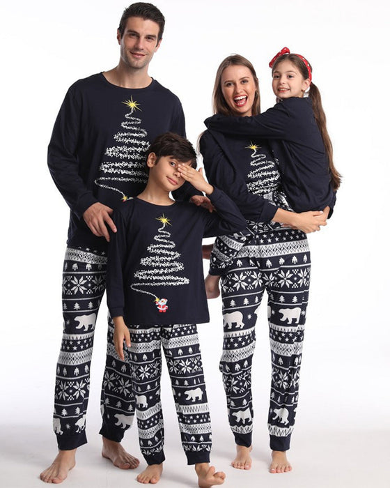Jul familj pyjamas med julgran Tryck
