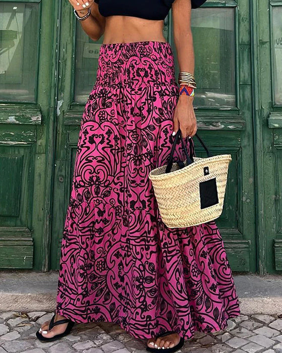 Casual kjol med tryckt mönster