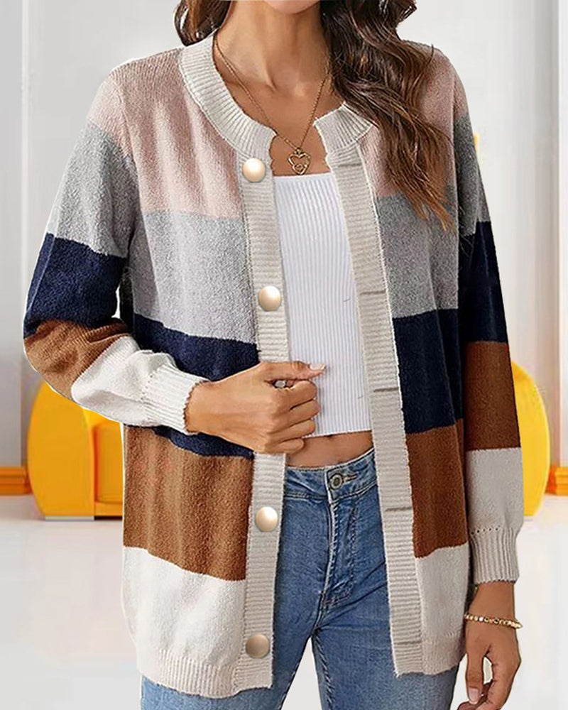 Colorblock cardigan för kvinnor