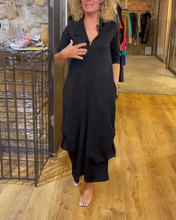 Ofärgad Klänning Med V-Ringning Och A-Linje