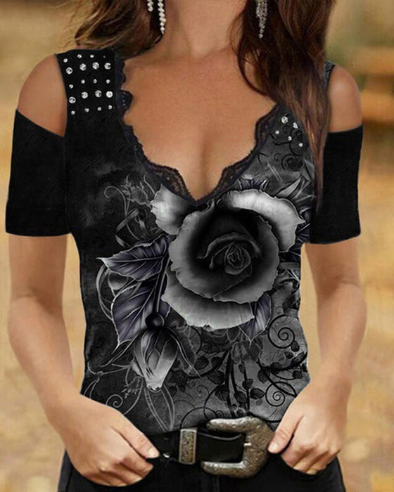 Chic Blommig Tryckt Blus