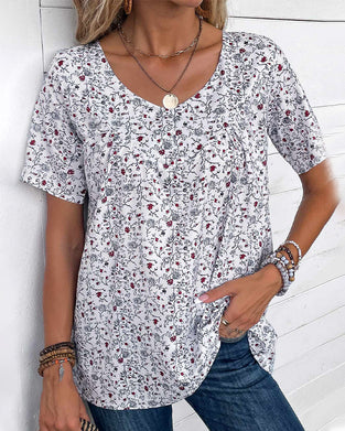 Volang blus med blommönster