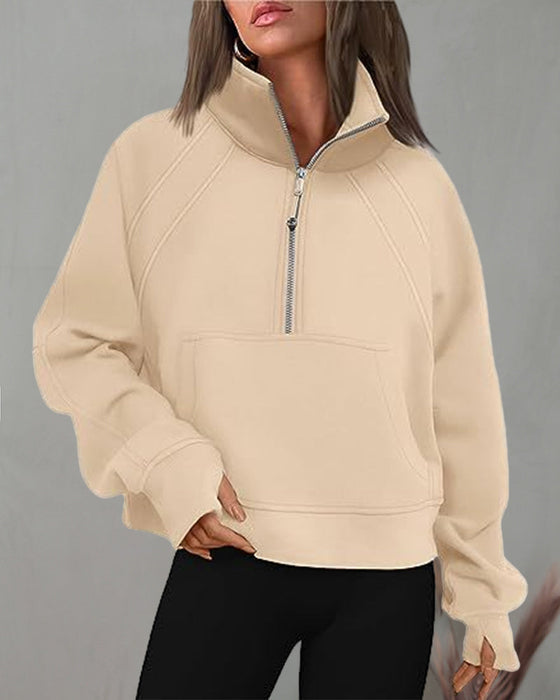 Tröja med turtleneck dragkedja med kort ärm