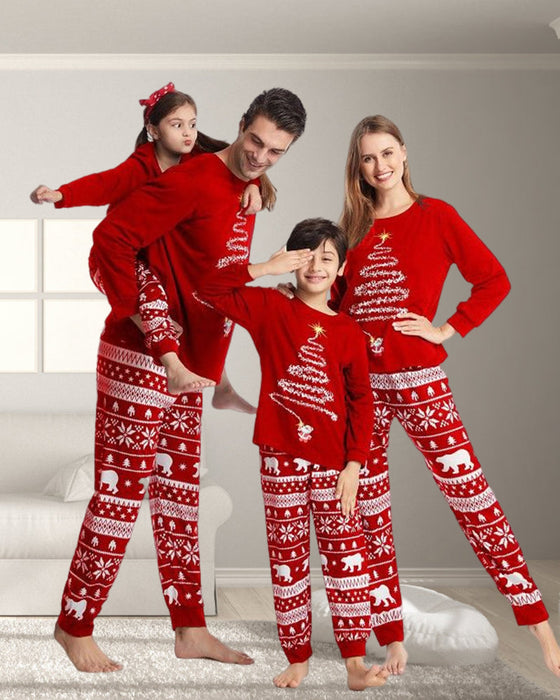 Jul familj pyjamas med julgran Tryck