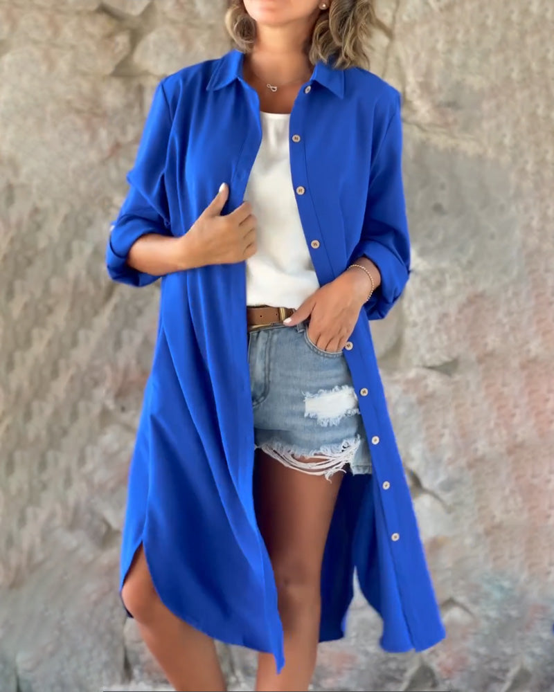 Enfärgad långärmad topp