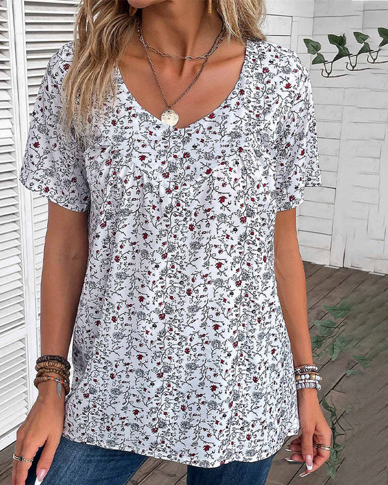 Volang blus med blommönster