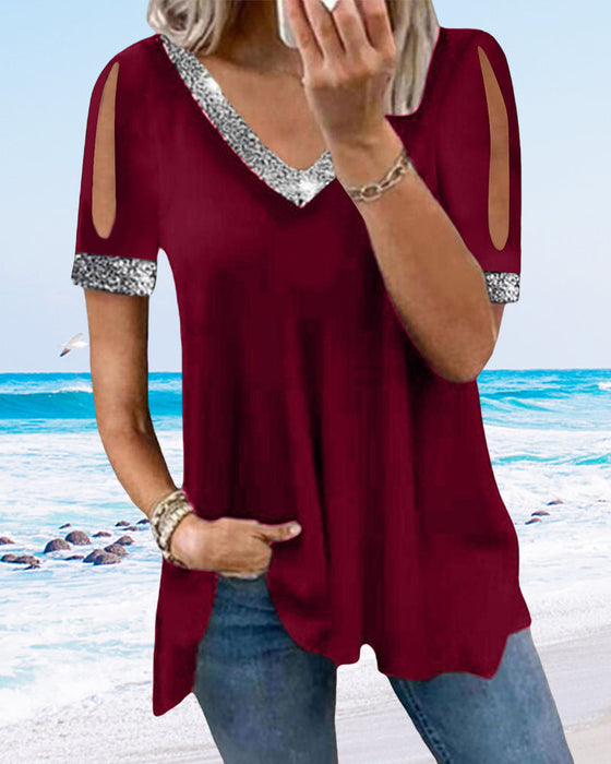 Solid t-shirt med paljetter