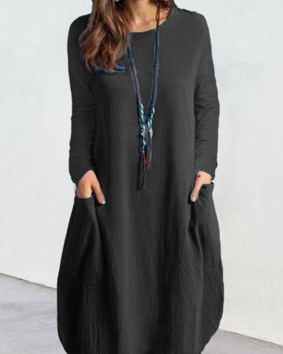 Långärmad klänning med ficka