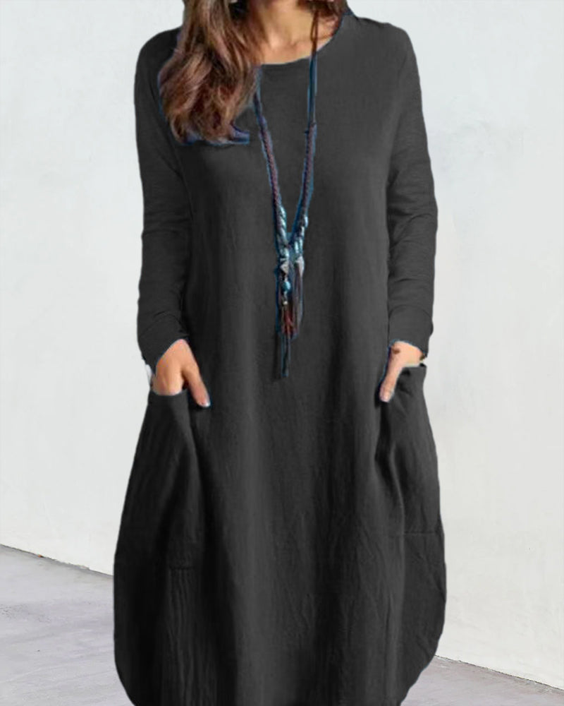 Långärmad klänning med ficka