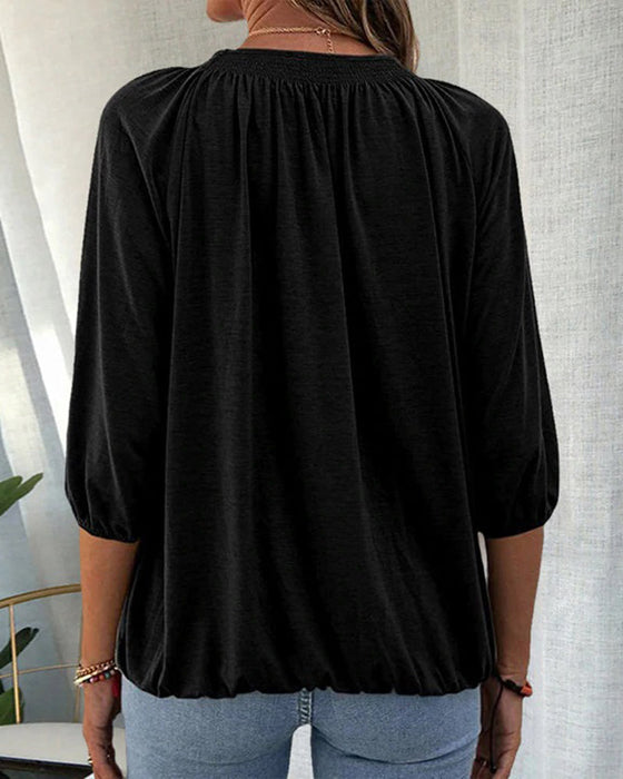 T-shirt med rund hals 3/4-ärm