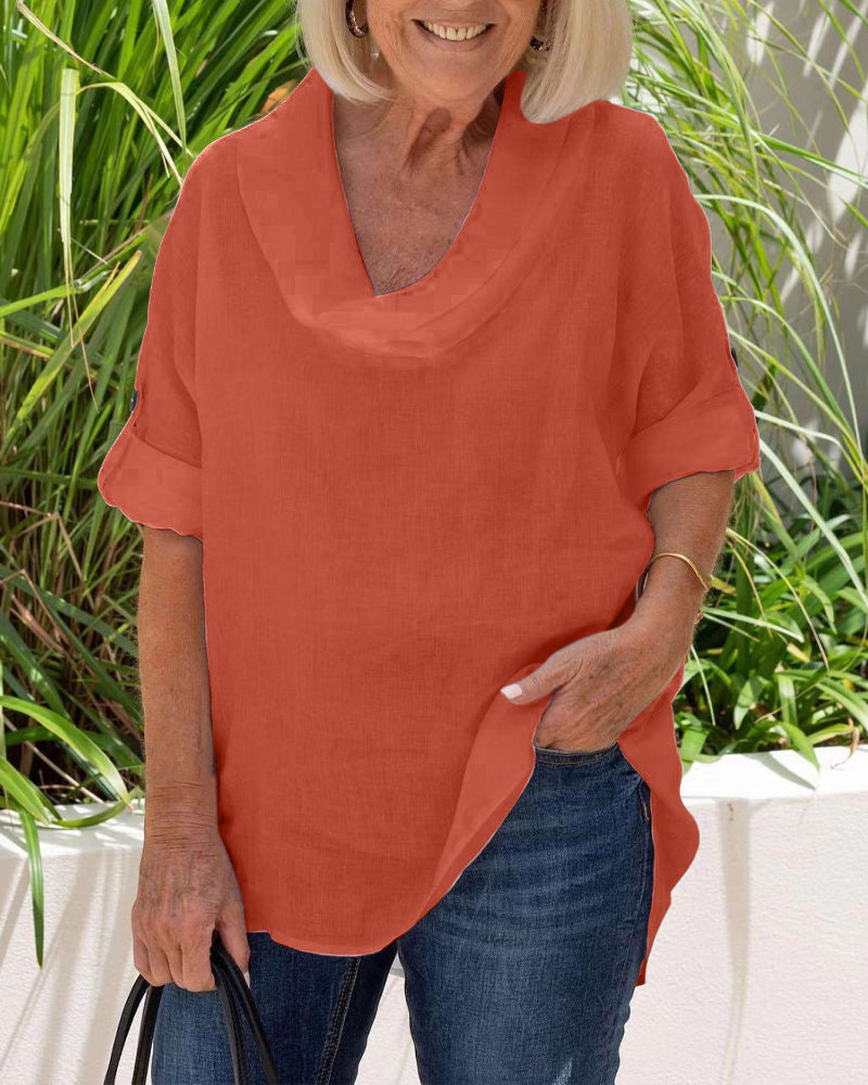 Enfärgad linneöverdel med halvärmar