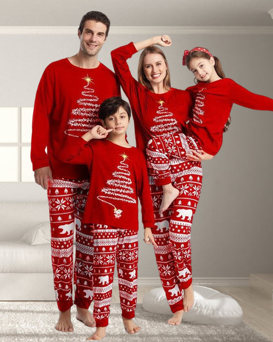 Jul familj pyjamas med julgran Tryck