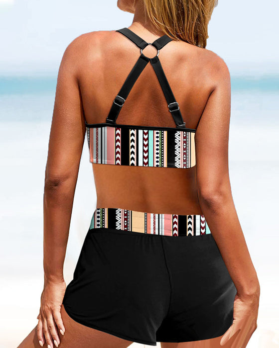 Bikinis med hög midja randtryck
