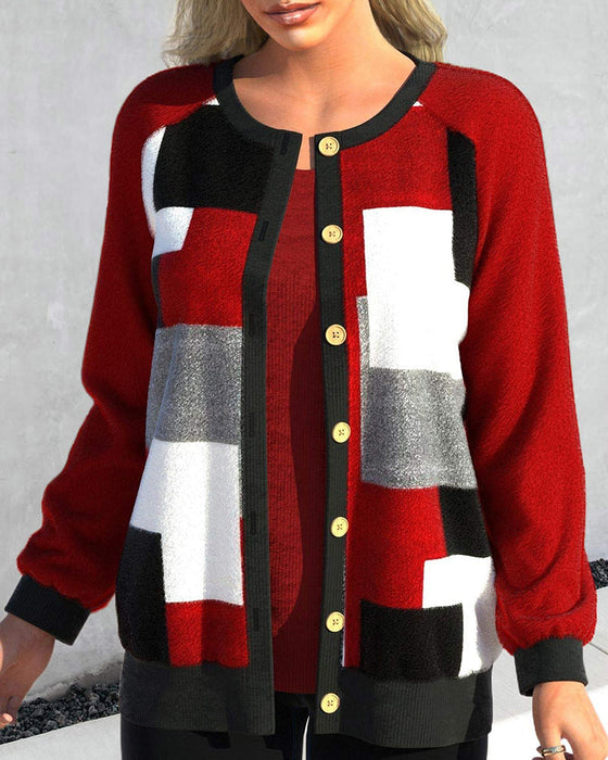 Panelad cardigan med färgblock