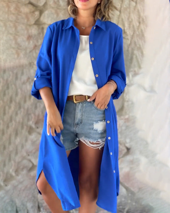 Enfärgad långärmad topp