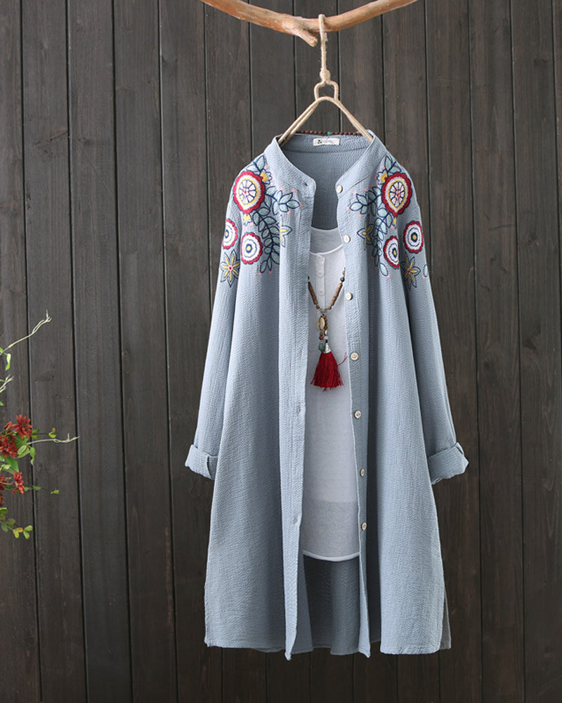 Mellomlang brodert cardigan