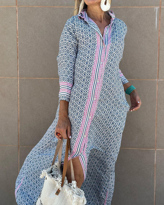 Långärmad klänning med lapel